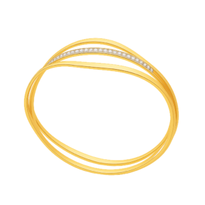 Elegant Diamond-Accented Gold Bangle